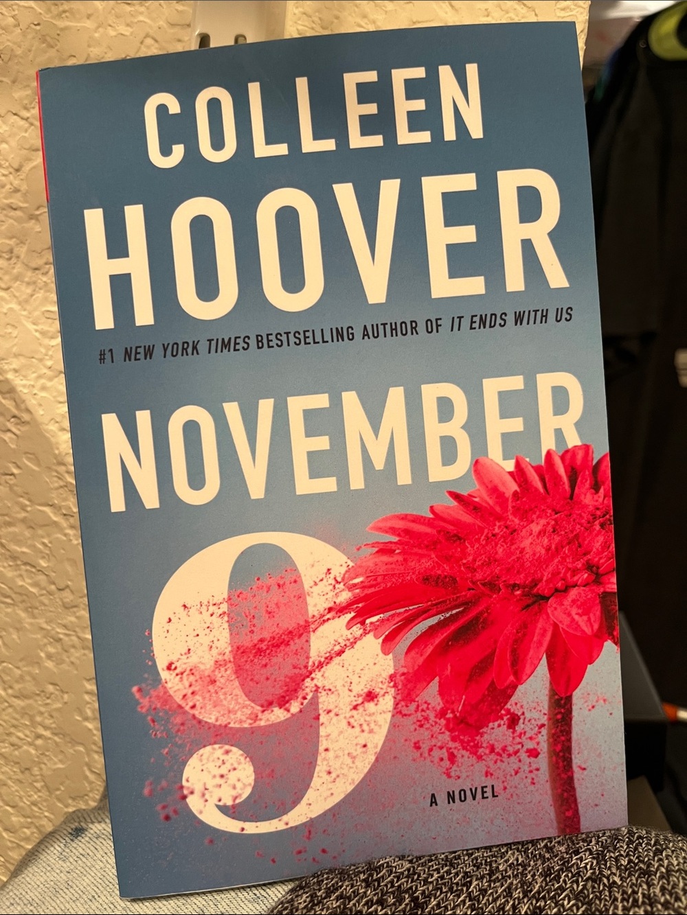 November 9 by Colleen Hoover - Blue Cover with Pink Flower